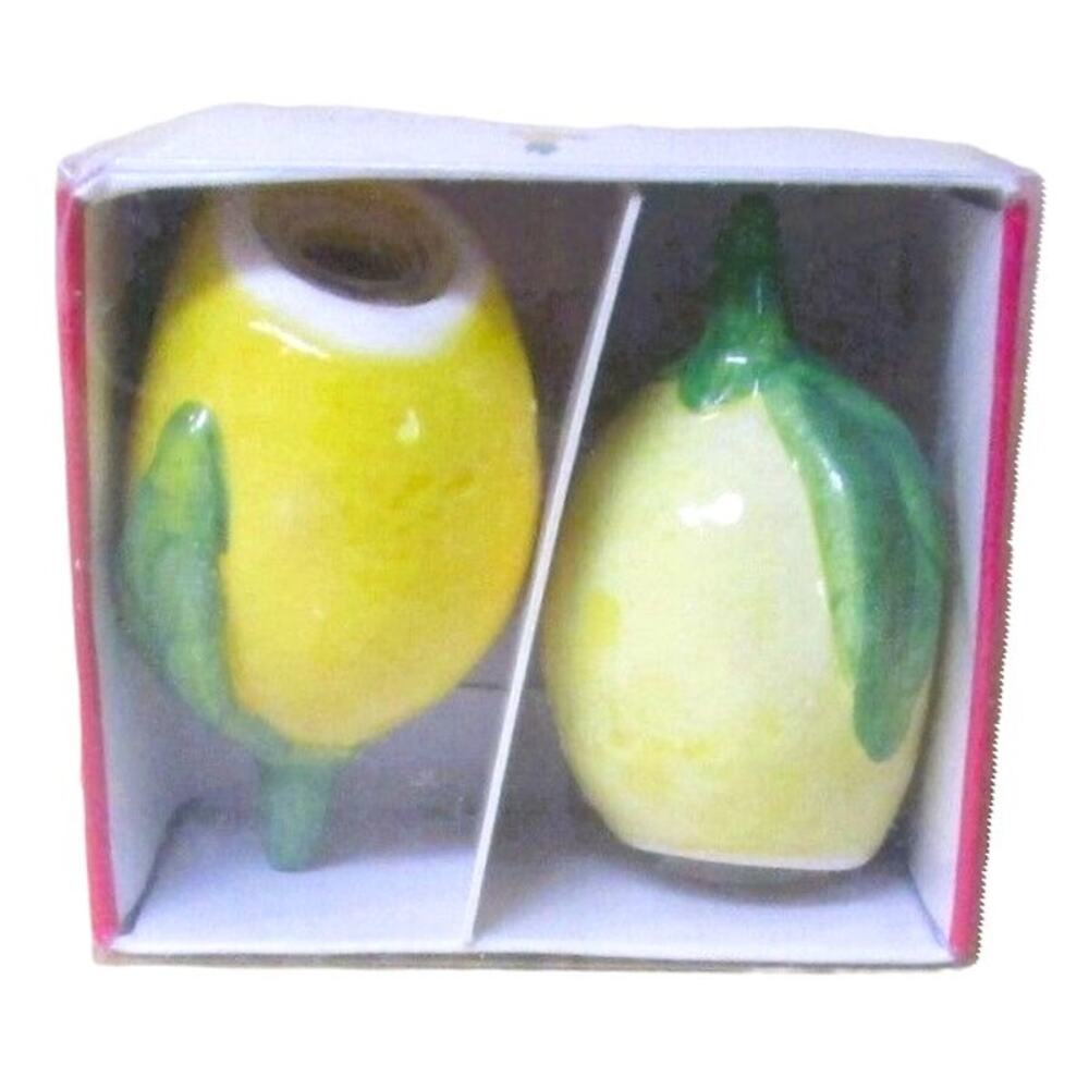 Best Brands Salt and Pepper Shakers, Ceramic, Yellow Lemons Set, 4 Inches, 2 Oz